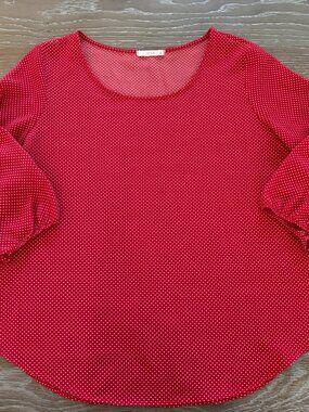 Womens Stitch Fix Kaileigh Red/white polka dot aldama scoop neck blouse size L
